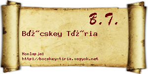 Böcskey Tíria névjegykártya